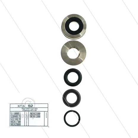 Kit 092 - Complete afdichtingsset &Oslash;15mm voor 1 plunjer - Serie 50