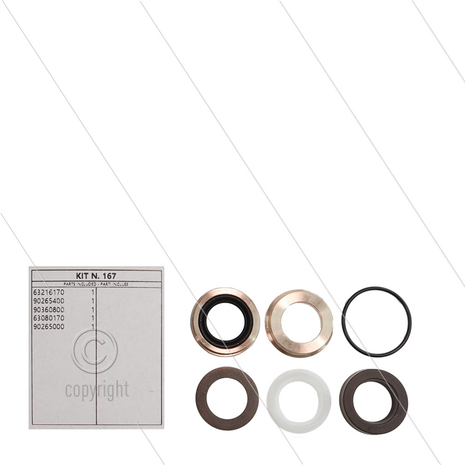 Kit 167 - Complete afdichtingsset &Oslash;18mm voor 1 plunjer - serie 63