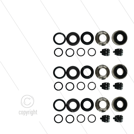 Kit 222 - Complete afdichtingsset &Oslash;22mm voor 3 plunjers incl. kleppen - voor ombouw naar 47 (V)HT - tot max 85&deg;C