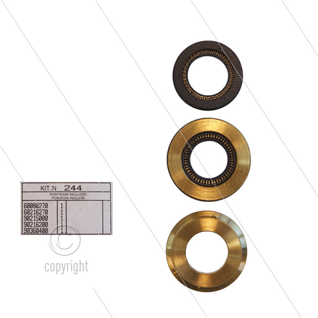 Kit 244 - Complete afdichtingsset &Oslash;15mm voor 1 plunjer - serie 60 (V)HT