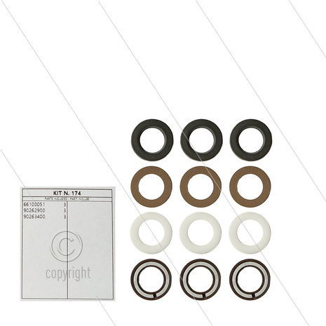 Kit 174 - Set LD + HD afdichtingen &Oslash;16mm (3x) - Serie 66