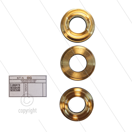 Kit 086 - Set messing ringen + O-ringen &Oslash;15mm ( 3x) - Serie 51 Misting
