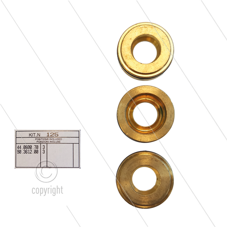 Kit 125 - Set messing ringen + O-ringen &Oslash;15mm (3x) - Serie 44
