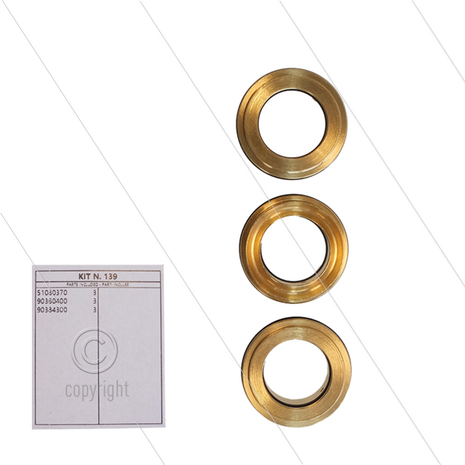 Kit 139 - Set Messing ringen + O-ringen &Oslash;18mm (3x) - Serie 51 Misting - HXM