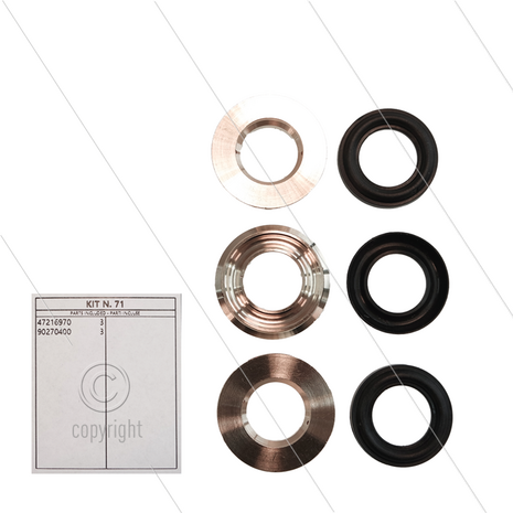 Kit 071 - Set messing tussenringen + restop-ringen &Oslash;20mm (3x) - Serie 47 + 48 + 69