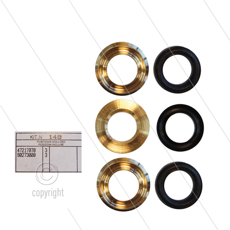 Kit 149 - Set messing tussenringen en restop-ring &Oslash;22mm (3x) - Serie 47