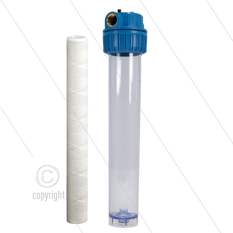 Patroonfilter 20&quot; - inclusief 20 m&micro; Touwpatroon - 2x 1&quot; bi - Transparant