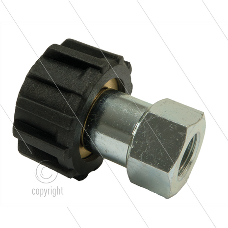 M22x1,5 - snelkoppeling wartel - messing - 250 Bar - &Oslash;14mm - max 150&deg;C - 1/4&quot; bi