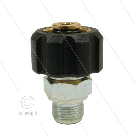 M22x1,5 - snelkoppeling wartel - messing - 250 Bar - &Oslash;14mm - max 150&deg;C - 1/4&quot; bu