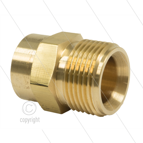 M22x1,5 - snelkoppeling nippel - messing - 250 Bar - &Oslash;14mm - max 150&deg;C - 1/4&quot; bi