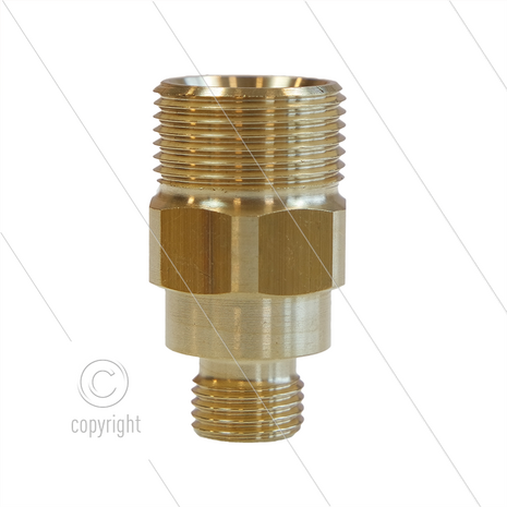 M22x1.5 - snelkoppeling nippel - Lang - messing - 250 Bar - &Oslash;14mm - max 150&deg;C - 1/4&quot; bu - verlengde uitvoering L=40mm