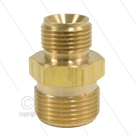 M22x1,5 - snelkoppeling nippel - messing - 250 Bar - &Oslash;14mm - max 150&deg;C - 3/8&quot; bu