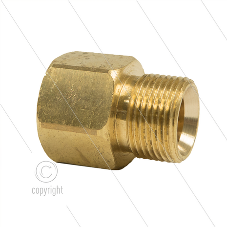 M22x1,5 - verloopnippel K2000 - messing - 250 Bar - &Oslash;14mm - max 150&deg;C - M22x1,5 bi