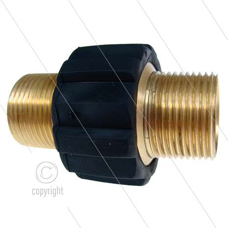 M22x1.5 - verbindingsnippel met rubber - messing - 400 Bar - &Oslash;14mm - max 150&deg;C - 2x M22x1,5 bu - L=54mm