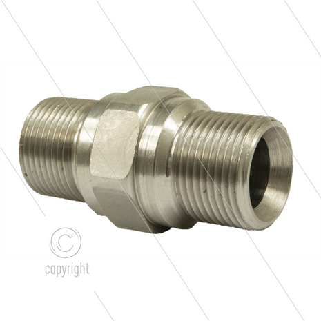 M22x1.5 - verbindingsnippel - RVS - 500 Bar - &Oslash;14mm - max 150&deg;C - L=54mm - 2 x M22x1,5 bu