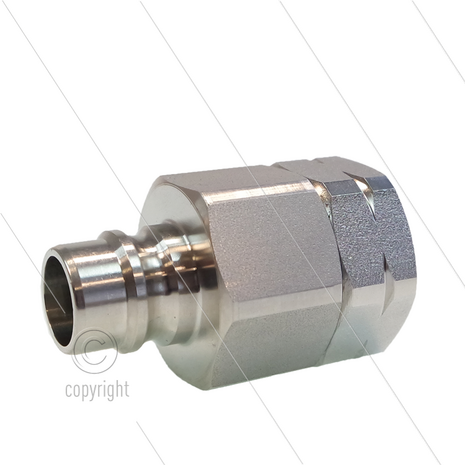 Snap-Tite - nippel - met klep - RVS - 259 Bar - 1/2&quot; bi