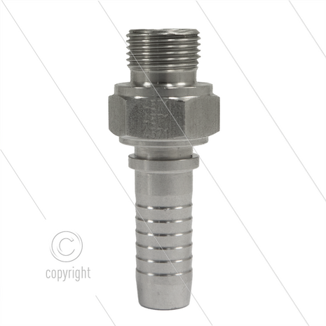 Persnippel - RVS - 1/4&quot; - 1/4&quot; buitendraad - SW17