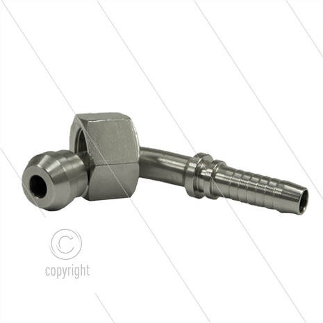 Persnippel - RVS - 3/8&quot; - 3/8&quot; wartel - 90&deg; gebogen - SW22