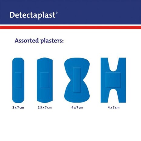 Detectaplast detect. pleister waterafstotend blauw assorti