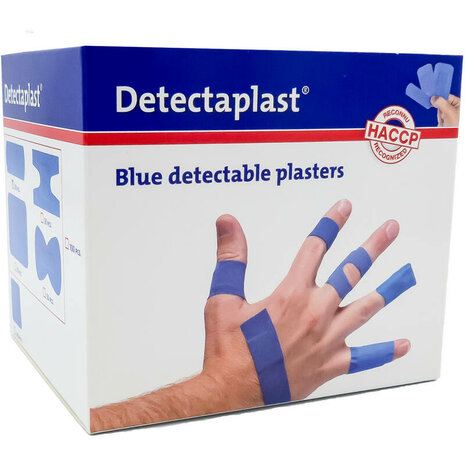 Detectaplast detect. pleister waterafstotend blauw assorti