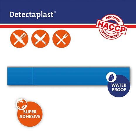 Detectaplast detect. pleister waterafstotend blauw 180x20mm