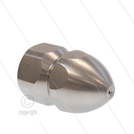 Rioolnozzle (kruiper) - Zonder voorboring - 0.070 - 4x0.80 - 3/8&quot; bi - SW22 - RVS