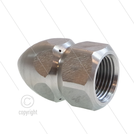 Rioolnozzle (kruiper) - Zonder voorboring - 0.070 - 4x0.80 - 3/8&quot; bi - SW22 - RVS