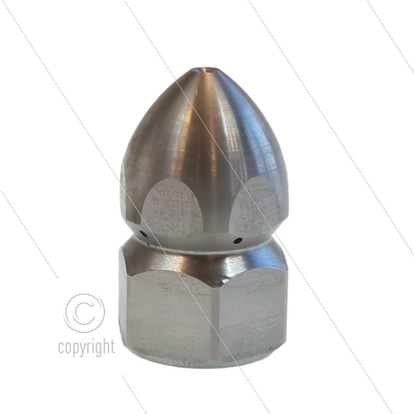 Rioolnozzle (kruiper) - zonder voorboring - 0.240 - 8x1.00 - 1/2&quot; bi - SW24 - RVS