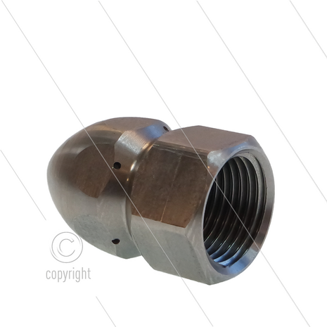 Rioolnozzle (kruiper) - zonder voorboring - 0.240 - 8x1.00 - 1/2&quot; bi - SW24 - RVS