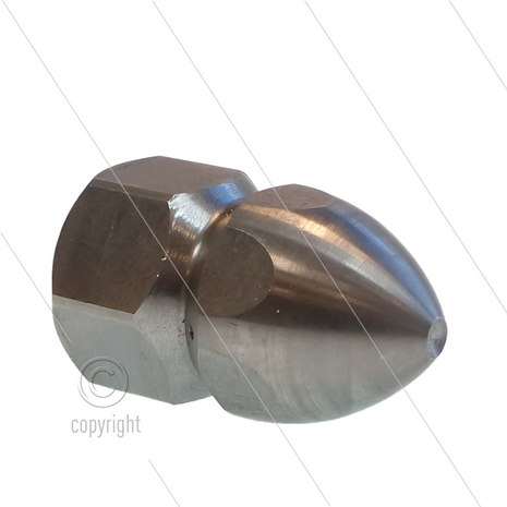 Rioolnozzle (kruiper) - zonder voorboring - 0.250 - 5x1.30 - 1/2&quot; bi - SW24 - RVS