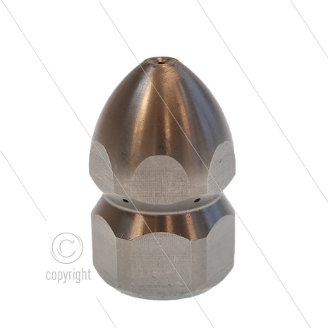 Rioolnozzle (kruiper) - Met voorboring - 0.050 - 3x0.70 + 1x0.70 - 3/8&quot; bi - SW22 - RVS