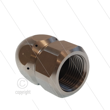 Rioolnozzle (kruiper) - Met voorboring - 0.050 - 3x0.70 + 1x0.70 - 3/8&quot; bi - SW22 - RVS