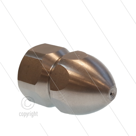 Rioolnozzle (kruiper) - Met voorboring - 0.070 - 3x0.80 + 1x0.80 - 3/8&quot; bi - SW22 - RVS
