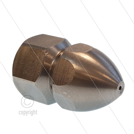 Rioolnozzle (kruiper) - Met voorboring - 0.600 - 6x1.80 + 1x1.80 - 1/2&quot; bi - SW24 - RVS