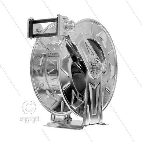 Haspelautomaat - verst. venster - RVS - 15m - max 400 Bar - slang: 3/8&quot; - 1/2&quot;