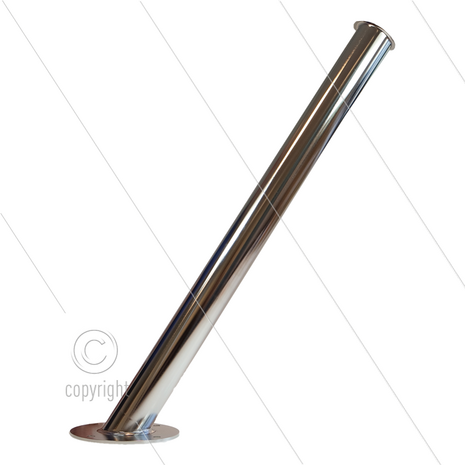 Spuitlanshouder - RVS - vloermontage met &Oslash;20mm afvoer - L=740mm - &Oslash;60mm