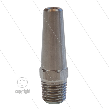 Verlengde RVS nozzle 00.090 + stabilisator - 1/4&quot; NPT bu