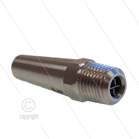 Verlengde RVS nozzle 00.090 + stabilisator - 1/4&quot; NPT bu
