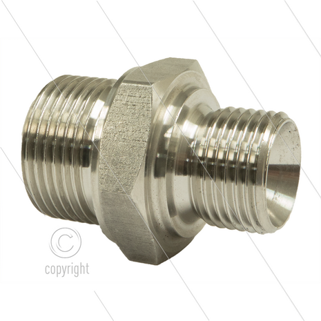 Verloopnippel - RVS - 1&quot; bu x 3/8&quot; bu - BSP
