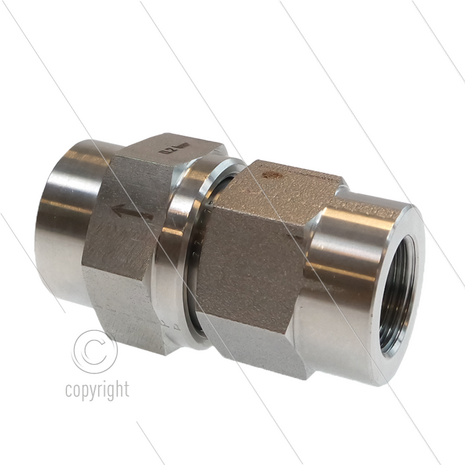 Terugslagklep - RVS - 250 Bar - 5 tot 150 l/min - 200&deg;C - openingsdruk 1,0 Bar - 2 x 1 1/4&quot; bi