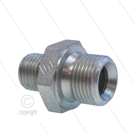 Verloopnippel - staal - 1/4&quot; bu x 3/8&quot; bu - BSP