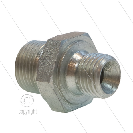 Verloopnippel - staal - 1/4&quot; bu x 3/8&quot; bu - BSP