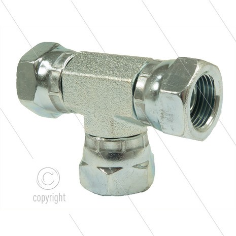 T-stuk - staal - 3 x 1/4&quot; wartel - BSP
