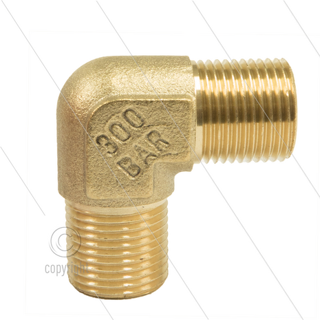 Knie - messing - 300 Bar - 2 x 3/8&quot; bu