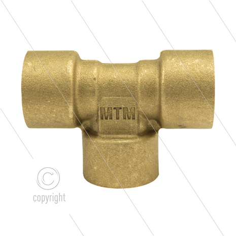 T-stuk - messing - 300 Bar - 3 x 1/2&quot; bi