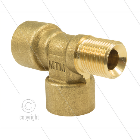 T-stuk - messing - 300 Bar - 2 x 3/8&quot; bi + 1 x 3/8&quot; bu