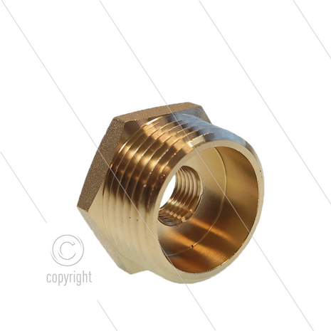 Verloopring - messing - 1&quot; bu x 1/4&quot; bi