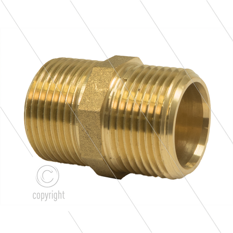 Dubbele nippel - messing - 2 x 1&quot; bu