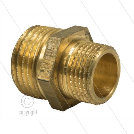 Verloopnippel - messing - 1/4&quot; bu x 1/2&quot; bu