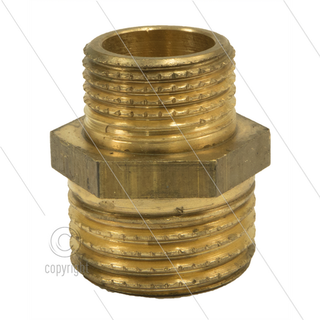 Verloopnippel - messing - 3/8&quot; bu x 3/4&quot; bu